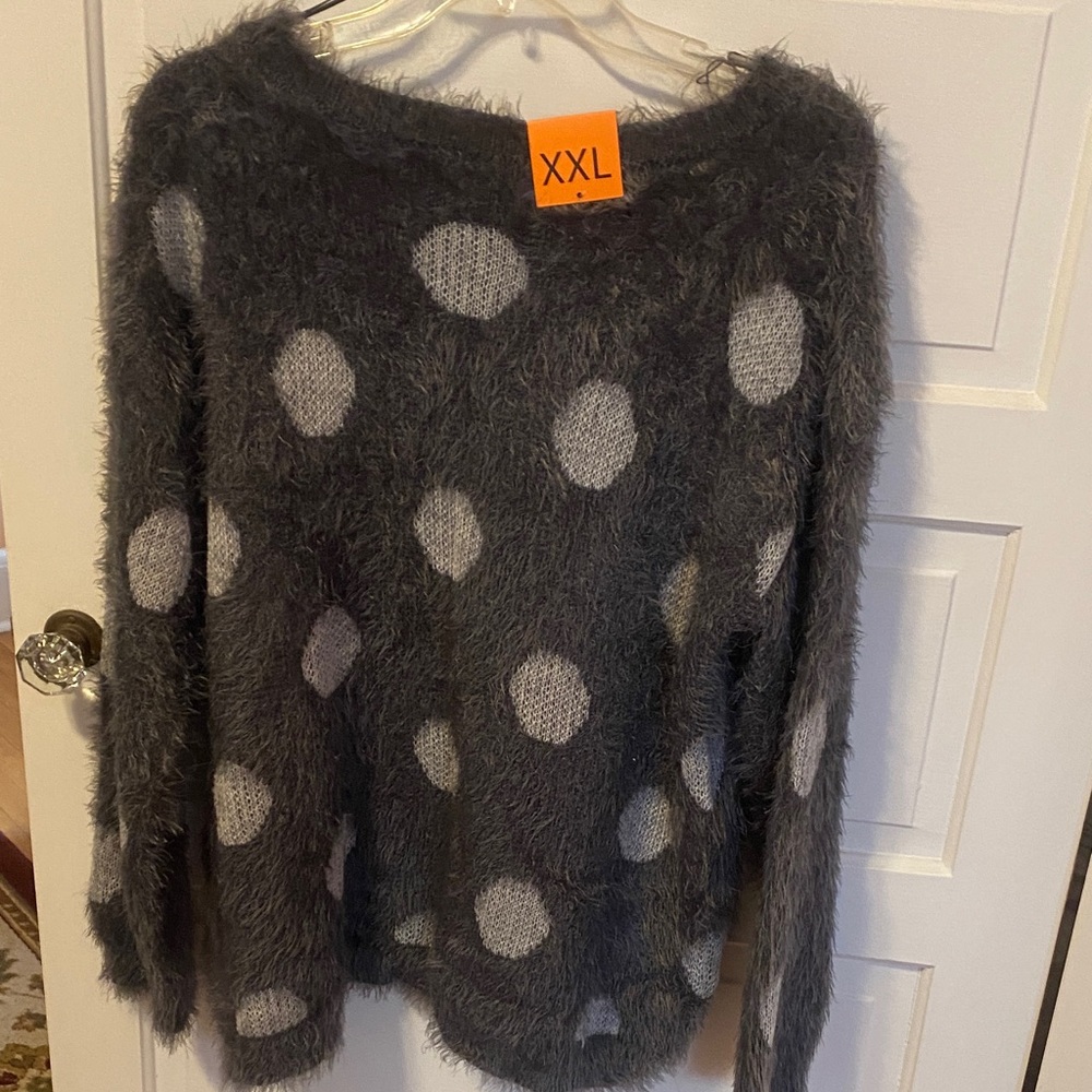Joseph A Charcoal and Light Gray Polka Dot Sweater - Picture 2 of 3